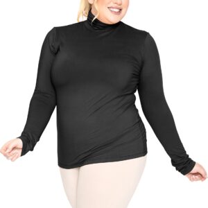 Women's Plus Size Long Sleeve Turtleneck Top Black 3X