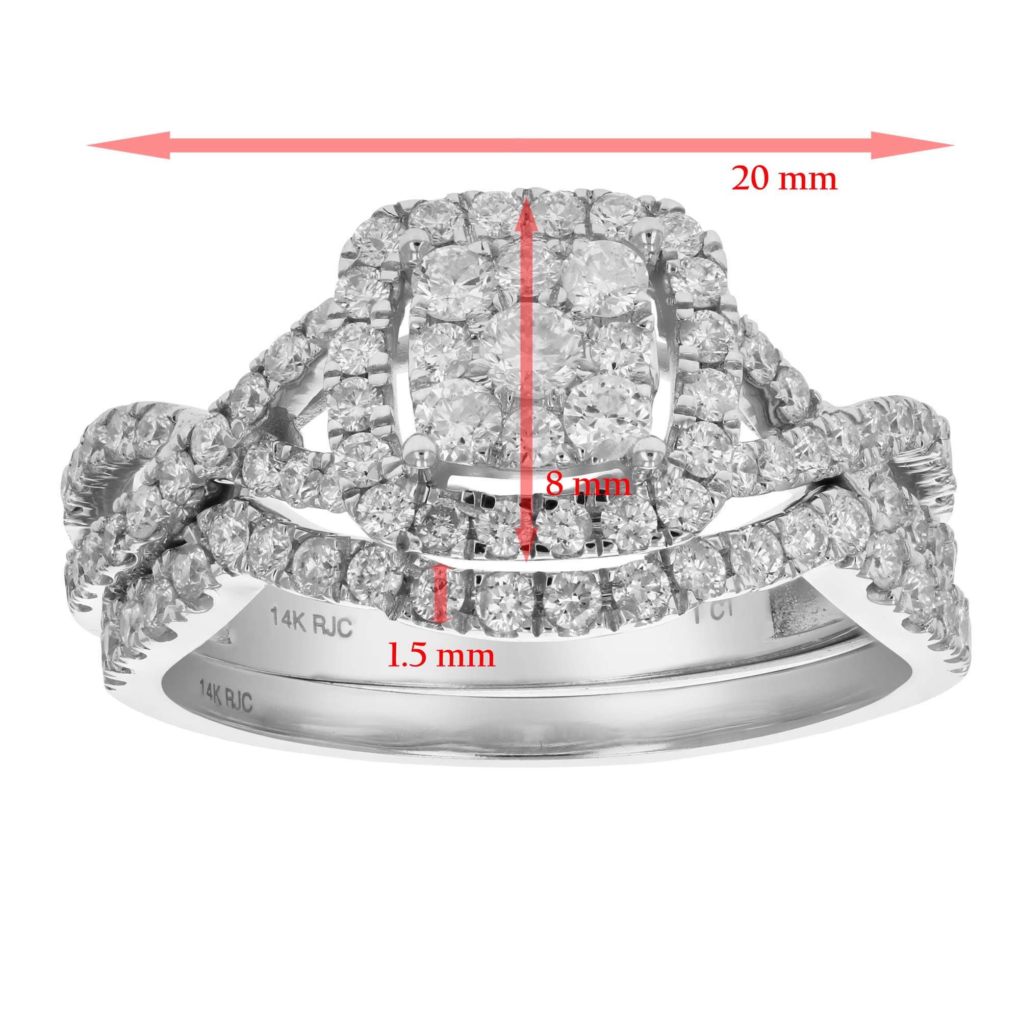 Vir Jewels 1 cttw Diamond Wedding Engagement Ring Set 14K White Gold Composite Bridal Size 7