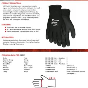 MCR Safety Ninja Ice Gloves, Black, Large