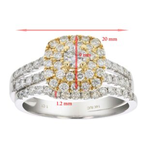 Vir Jewels 1 cttw Diamond Wedding Bridal Ring Set 14K Two Tone Gold Cushion Halo Engagement Size 5