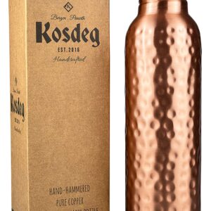 Kosdeg Copper Water Bottle - 34 Oz Extra Large - A Hammered Ayurvedic Pure Copper Vessel For Drinking - Drink More Water, Lower Your Sugar Intake And Enjoy The Health Benefits Immediately