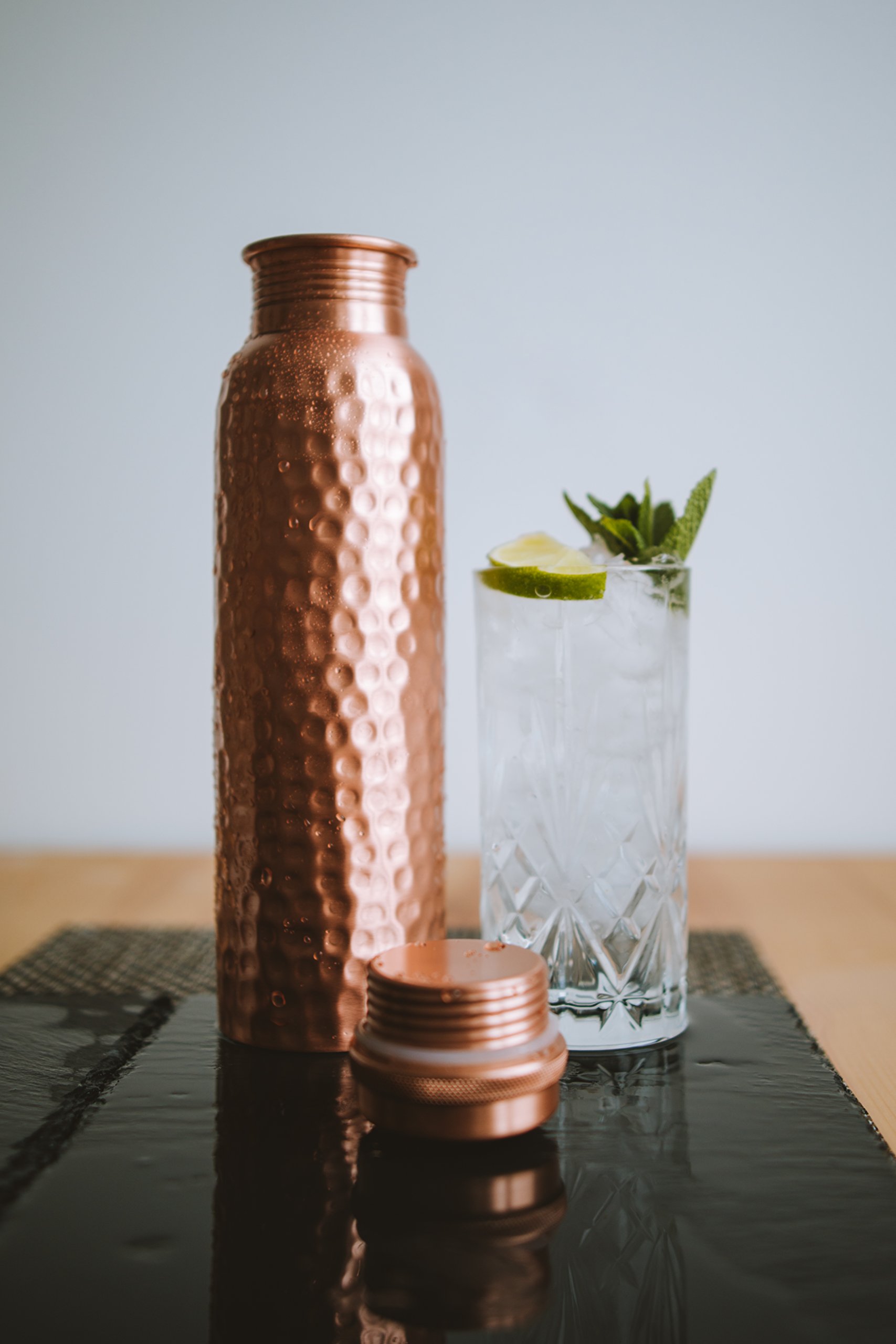 Kosdeg Copper Water Bottle - 34 Oz Extra Large - A Hammered Ayurvedic Pure Copper Vessel For Drinking - Drink More Water, Lower Your Sugar Intake And Enjoy The Health Benefits Immediately