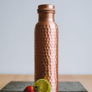 Kosdeg Copper Water Bottle - 34 Oz Extra Large - A Hammered Ayurvedic Pure Copper Vessel For Drinking - Drink More Water, Lower Your Sugar Intake And Enjoy The Health Benefits Immediately