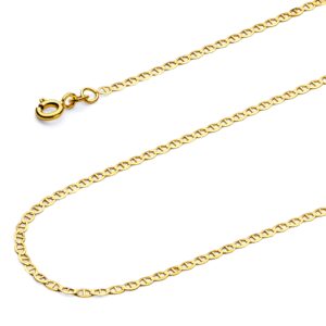 14k REAL Yellow Gold Solid 1.5mm Flat Mariner Chain Necklace with Spring Ring Clasp - 20"