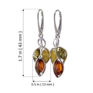 Amber Earrings - GIA Certified Baltic Multicolored Amber Dangling Earrings "April" - Sterling Silver Jewelry Collection