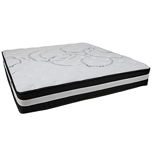 Flash Furniture Capri Comfortable Sleep 12" Hybrid Pocket Spring and Foam Mattress in a Box, Foam Pocket Spring Hybrid Mattress for Pressure Relief, King