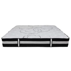 Flash Furniture Capri Comfortable Sleep 12" Hybrid Pocket Spring and Foam Mattress in a Box, Foam Pocket Spring Hybrid Mattress for Pressure Relief, King