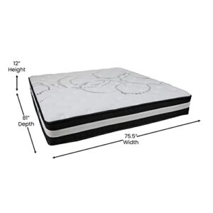 Flash Furniture Capri Comfortable Sleep 12" Hybrid Pocket Spring and Foam Mattress in a Box, Foam Pocket Spring Hybrid Mattress for Pressure Relief, King