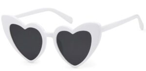 ehh - heart shaped cateye sunglasses (white, smoke)