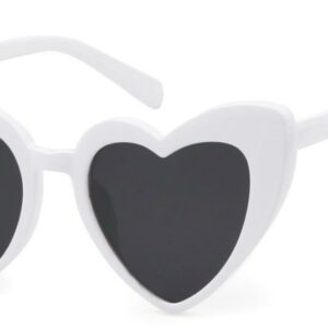 EHH - Heart Shaped Cateye Sunglasses (White, Smoke)