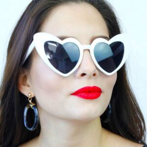 EHH - Heart Shaped Cateye Sunglasses (White, Smoke)