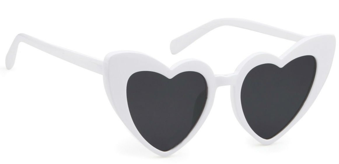 EHH - Heart Shaped Cateye Sunglasses (White, Smoke)