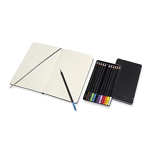 Moleskine Sketchbook & Watercolor Pencil Set Hard Cover (5 x 8.25) Sketch Pad for Drawing, Watercolor Painting, Sketchbook for Teens, Artists, Students, 104 Pages