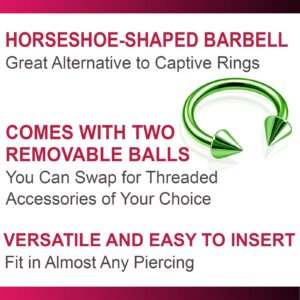 bodyjewellery 2pcs 16g Circular Barbells Green Titanium Ear Snake Septum Lip Nose Cartilage Helix Tragus Eyebrow Bite Ring B2NCR