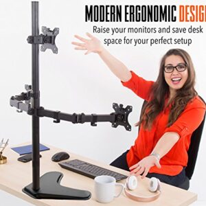 Stand Steady Triple Monitor Desk Stand with Tabletop Base, for Home or Office Use, Height Adjustable Computer Monitor Stand with Full Articulation VESA Mounts, Fits Most LCD/LED Monitors 13-32 Inches