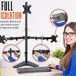 Stand Steady Triple Monitor Desk Stand with Tabletop Base, for Home or Office Use, Height Adjustable Computer Monitor Stand with Full Articulation VESA Mounts, Fits Most LCD/LED Monitors 13-32 Inches