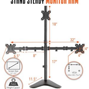 Stand Steady Triple Monitor Desk Stand with Tabletop Base, for Home or Office Use, Height Adjustable Computer Monitor Stand with Full Articulation VESA Mounts, Fits Most LCD/LED Monitors 13-32 Inches