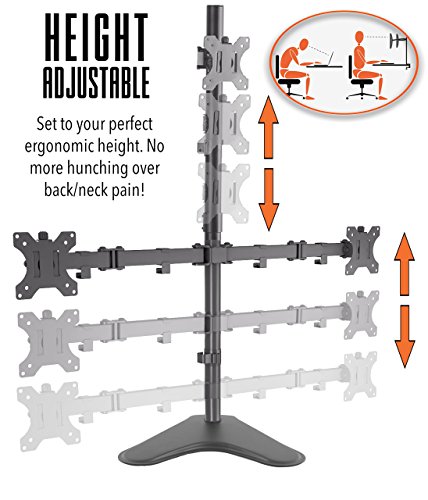 Stand Steady Triple Monitor Desk Stand with Tabletop Base, for Home or Office Use, Height Adjustable Computer Monitor Stand with Full Articulation VESA Mounts, Fits Most LCD/LED Monitors 13-32 Inches