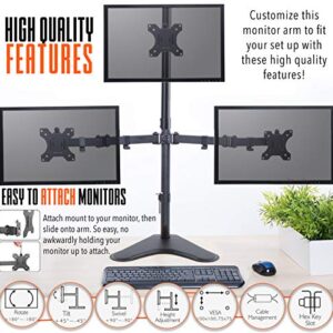 Stand Steady Triple Monitor Desk Stand with Tabletop Base, for Home or Office Use, Height Adjustable Computer Monitor Stand with Full Articulation VESA Mounts, Fits Most LCD/LED Monitors 13-32 Inches