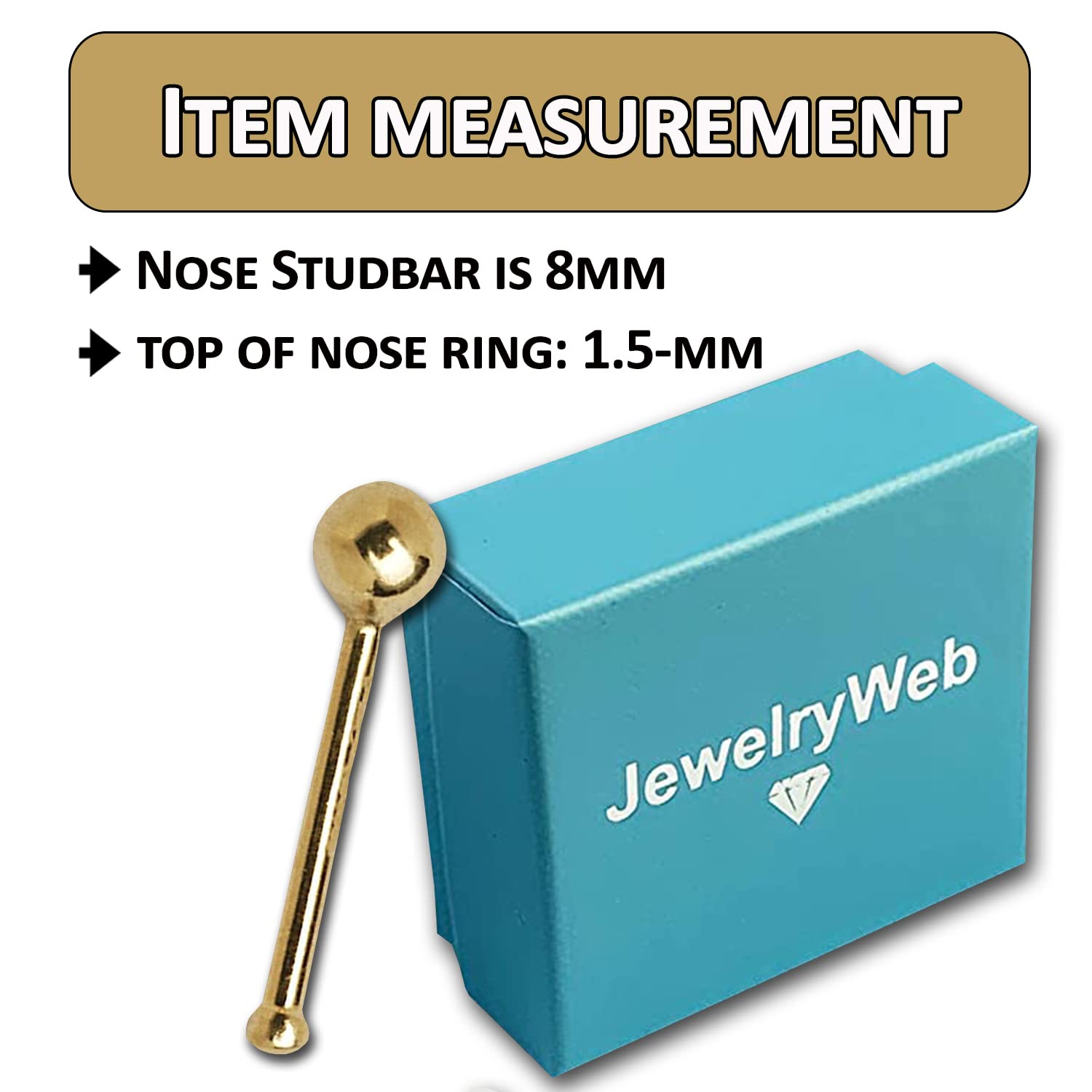 Jewelryweb Solid 14k Gold Small 1.5-mm 20-gauge Ball Nose Stud Bone Ring for women (yellow-gold or white-gold) (yellow-gold)