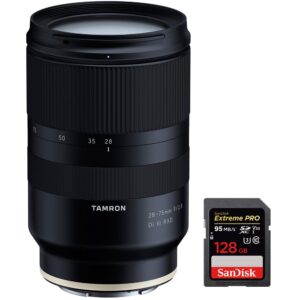 tamron 28-75mm f/2.8 di iii rxd full frame e-mount lens for sony mirrorles (a036) with sandisk extreme pro sdxc 128gb uhs-1 memory card