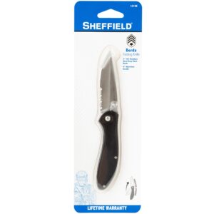 Sheffield 12159 Berda 3 Inch Drop Point Half-Spring Assisted Tactical Folding Pocket Knife, Legal Carry EDC Knife, Camping, Fishing, Hunting Knife, Partially Serrated