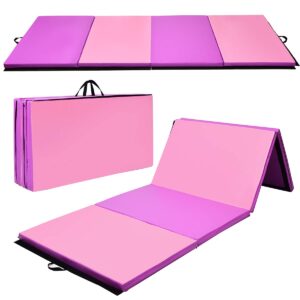 giantex gymnastics mat thick folding panel gym fitness exercise mat (purple/pink 4'x10'x2")