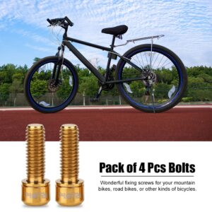 Titanium Bolts M6X18Mm 4Pcs Mountain ycle Bike Disc Brake Clamp Bolt Fixed Screw with Gasket (M6X18 Gold) Brake Mount Bolts MTB Bike Caliper Bolts