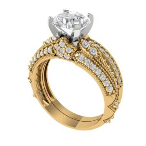 1.99 ct Round Cut Clear Simulated Diamond 14k Yellow White Gold Solitaire W/Accents Wedding Engagement Promise Ring size 10