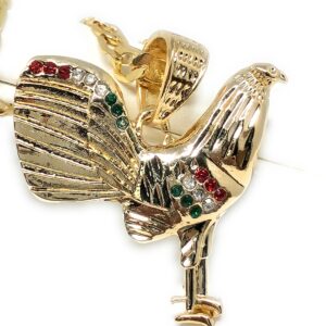 Gold Plated Chicken Rooster Pendant Necklace Figaro 26" 5mm Gallo Medalla Oro Laminado