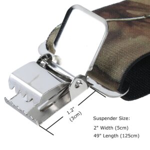 Mens Utility Suspenders X Shape - Wide 2" Solid Straight Clip Suspender (Camo Pattern)