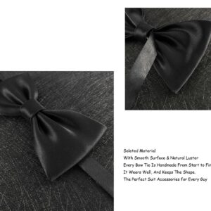 GUUNIEE Mens 100% Silk Pre-tied Bowtie Solid Bow Ties