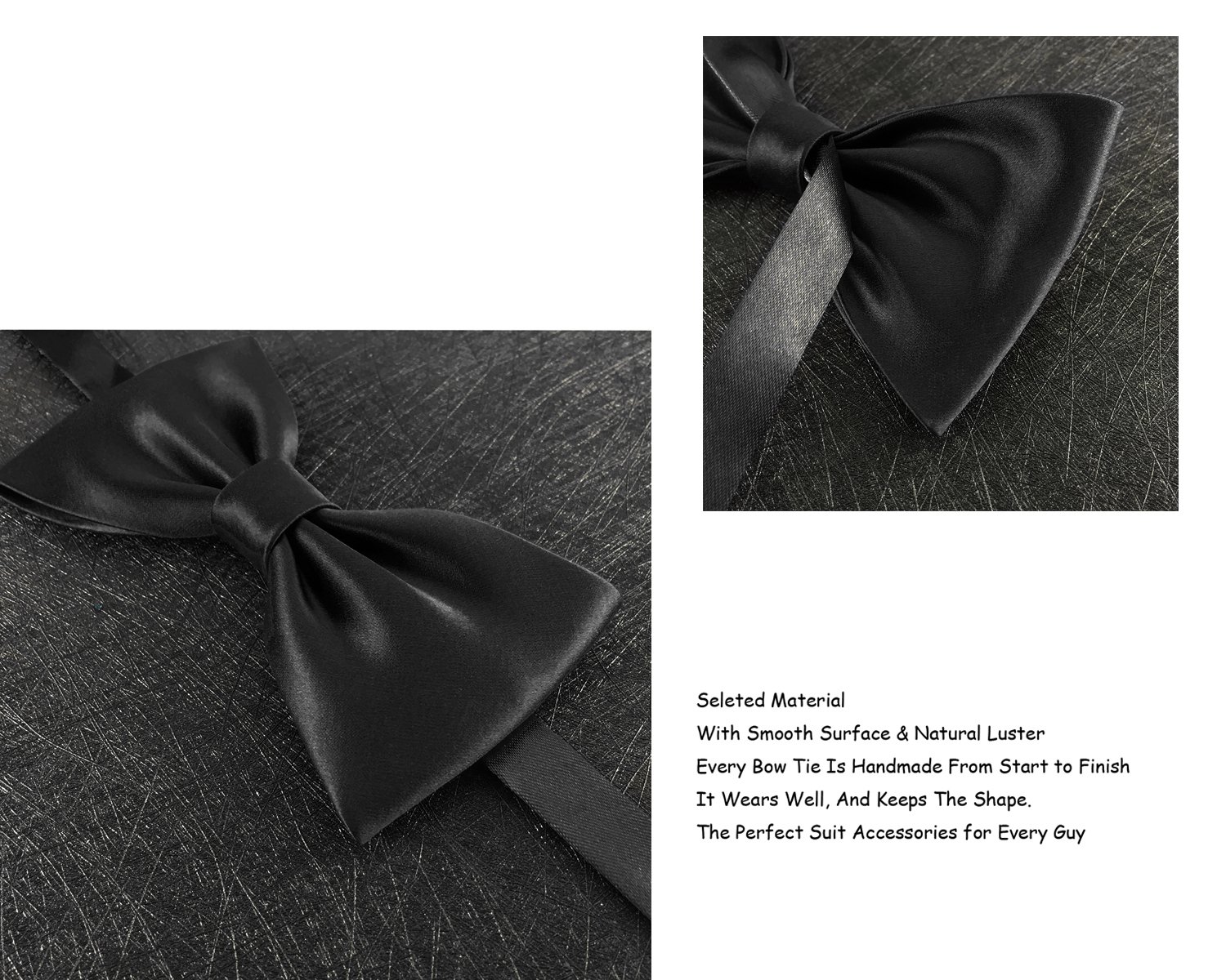 GUUNIEE Mens 100% Silk Pre-tied Bowtie Solid Bow Ties