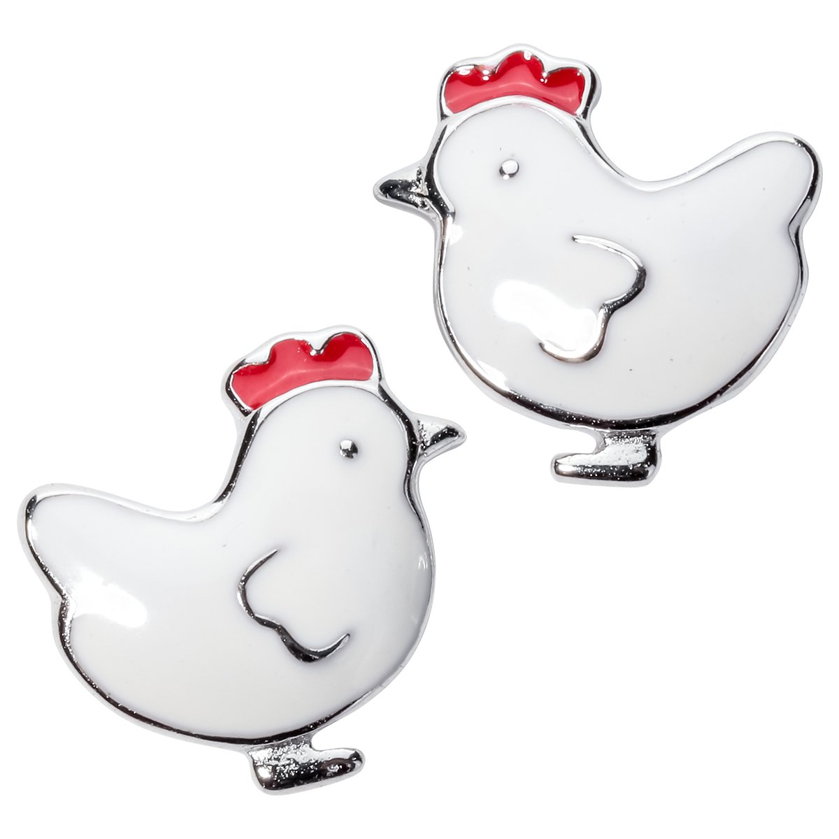 YACQ Women's Hen Hypoallergenic Stud Earrings - 925 Sterling Silver & Enamel - 3/5 inch - Ultra Light