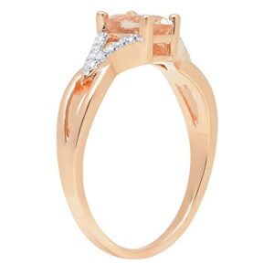 Dazzlingrock Collection 10K Round Morganite & White Diamond Ladies Split Shank Halo Engagement Ring, Rose Gold, Size 6.5