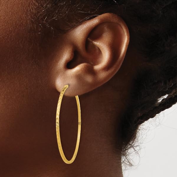 14K Yellow Gold Square Tube Endless Round Hoop Earrings