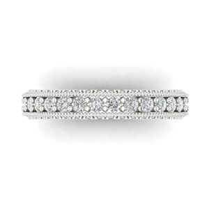 1.44 ct Round Cut Clear Simulated Diamond 14k White Gold Eternity Wedding Engagement Promise anniversary Band Sz 4.5