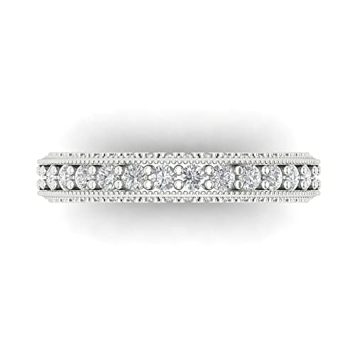 1.44 ct Round Cut Clear Simulated Diamond 14k White Gold Eternity Wedding Engagement Promise anniversary Band Sz 4.5