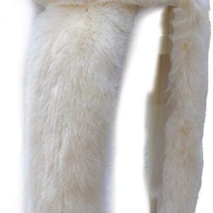 Bettli Women's Men's Extra Large Faux Fox Raccoon Fur Scarf Collar Stole Shawl (White)