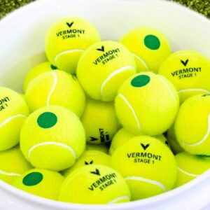 Vermont Mini Green Tennis Balls [Stage 1] | ITF Approved Tennis Balls – All Court Surfaces