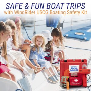 USCG Boating Safety Kit - Electronic Flare - First Aid Kit - Whistle - Multi tool - Waterproof Case (Plastic)