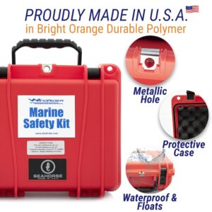 USCG Boating Safety Kit - Electronic Flare - First Aid Kit - Whistle - Multi tool - Waterproof Case (Plastic)