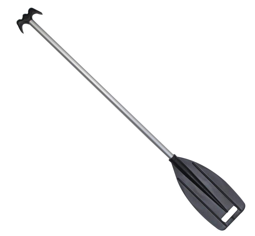 Pactrade Marine Boat Kayak Raft Paddle & Hook 4 ft Anodized Aluminum Shaft Black Plastic Blade