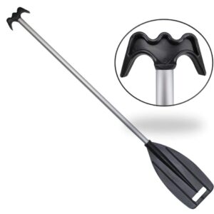 Pactrade Marine Boat Kayak Raft Paddle & Hook 4 ft Anodized Aluminum Shaft Black Plastic Blade