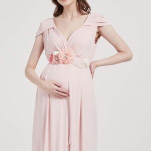 FANFAN Pregnant Wedding Belt Bridal Applique Sash Belt Maternity Satin Belt Y01 (Blush)