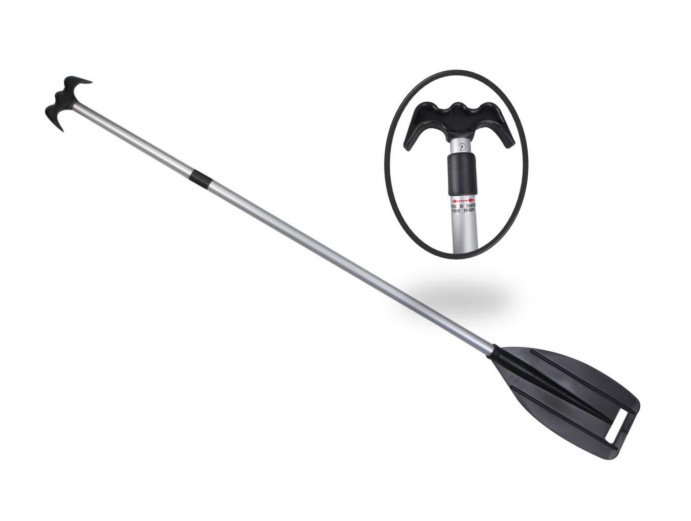 Pactrade Marine Boat Kayak Raft Floating Telescopic 45'' - 72'' Oar Paddle & Hook Anodized Aluminum Shaft