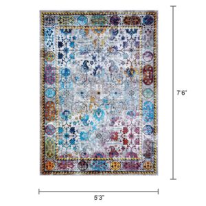 Couristan Gypsy Retro Damsel Area rug, 5'3" x 7'6", Ivory-Mushroom-Multi