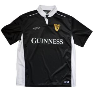 guinness black/white performance short sleeve rugby shirt (large)