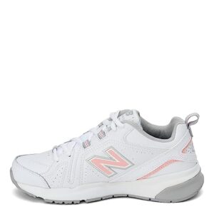 New Balance Women's 608 V5 Casual Comfort Cross Trainer, White/Pink, 7 Wide