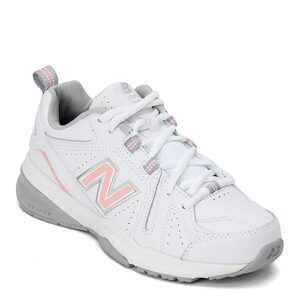 New Balance Women's 608 V5 Casual Comfort Cross Trainer, White/Pink, 7 Wide